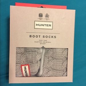 Hunter 6 stitch grey cable short boot socks L 8-10
